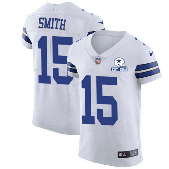 Nike Cowboys 15 Devin Smith White Men Stitched With Established In 1960 Patch NFL New Elite Jersey Nike Cowboys 15 Devin Smith White Men Stitched With Established In 1960 Patch NFL New Elite Jersey