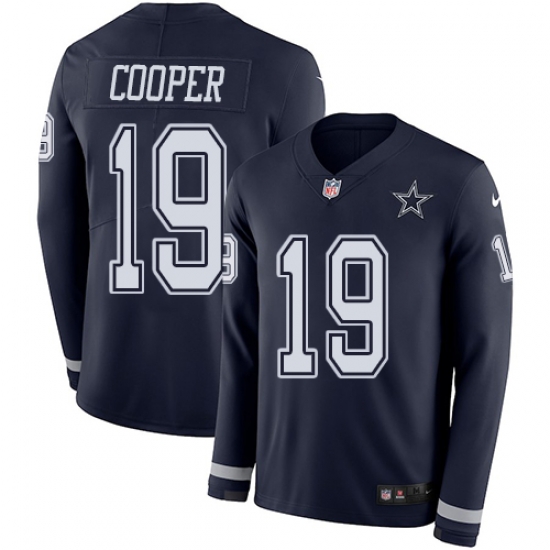 Nike Cowboys #19 Amari Cooper Navy Blue Team Color Men Stitched NFL Limited Therma Long Sleeve Jersey Nike Cowboys #19 Amari Cooper Navy Blue Team Color Men Stitched NFL Limited Therma Long Sleeve Jersey