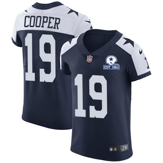 Nike Cowboys 19 Amari Cooper Navy Blue Thanksgiving Men Stitched With Established In 1960 Patch NFL Vapor Untouchable Throwback Elite Jersey Nike Cowboys 19 Amari Cooper Navy Blue Thanksgiving Men Stitched With Established In 1960 Patch NFL Vapor Untouchable Throwback Elite Jersey