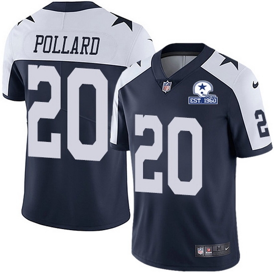 Nike Cowboys 20 Tony Pollard Navy Blue Thanksgiving Men Stitched With Established In 1960 Patch NFL Vapor Untouchable Limited Throwback Jersey Nike Cowboys 20 Tony Pollard Navy Blue Thanksgiving Men Stitched With Established In 1960 Patch NFL Vapor Untouchable Limited Throwback Jersey