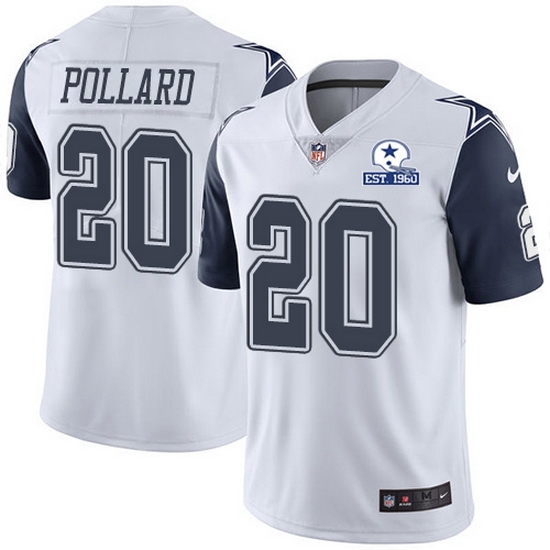 Nike Cowboys 20 Tony Pollard White Men Stitched With Established In 1960 Patch NFL Limited Rush Jersey Nike Cowboys 20 Tony Pollard White Men Stitched With Established In 1960 Patch NFL Limited Rush Jersey