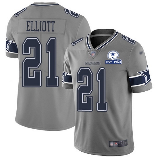 Nike Cowboys 21 Ezekiel Elliott Gray Men Stitched With Established In 1960 Patch NFL Limited Inverted Legend Jersey Nike Cowboys 21 Ezekiel Elliott Gray Men Stitched With Established In 1960 Patch NFL Limited Inverted Legend Jersey