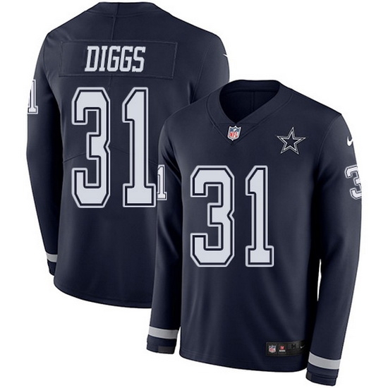 Nike Cowboys 31 Trevon Diggs Navy Blue Team Color Men Stitched NFL Limited Therma Long Sleeve Jersey Nike Cowboys 31 Trevon Diggs Navy Blue Team Color Men Stitched NFL Limited Therma Long Sleeve Jersey