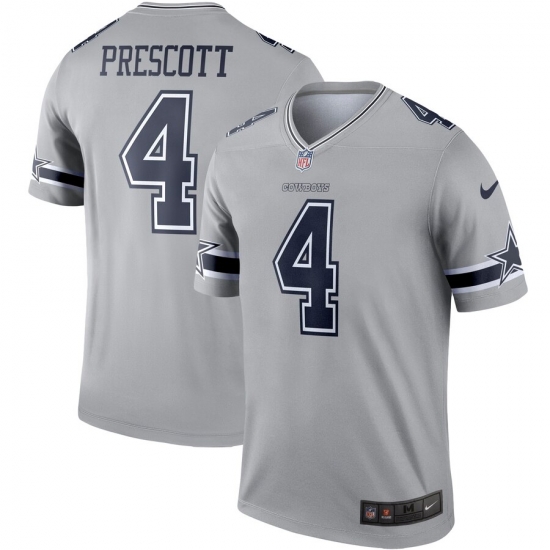 Nike Cowboys 4 Dak Prescott Gray Inverted Legend Jersey Nike Cowboys 4 Dak Prescott Gray Inverted Legend Jersey