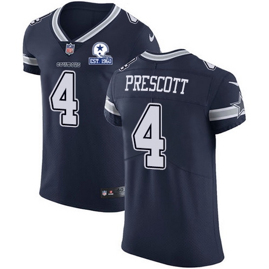Nike Cowboys 4 Dak Prescott Navy Blue Team Color Men Stitched With Established In 1960 Patch NFL Vapor Untouchable Elite Jersey Nike Cowboys 4 Dak Prescott Navy Blue Team Color Men Stitched With Established In 1960 Patch NFL Vapor Untouchable Elite Jersey