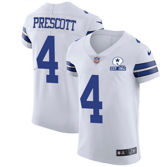 Nike Cowboys 4 Dak Prescott White Men Stitched With Established In 1960 Patch NFL New Elite Jersey Nike Cowboys 4 Dak Prescott White Men Stitched With Established In 1960 Patch NFL New Elite Jersey