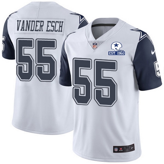 Nike Cowboys 55 Leighton Vander Esch White Men Stitched With Established In 1960 Patch NFL Limited Rush Jersey Nike Cowboys 55 Leighton Vander Esch White Men Stitched With Established In 1960 Patch NFL Limited Rush Jersey