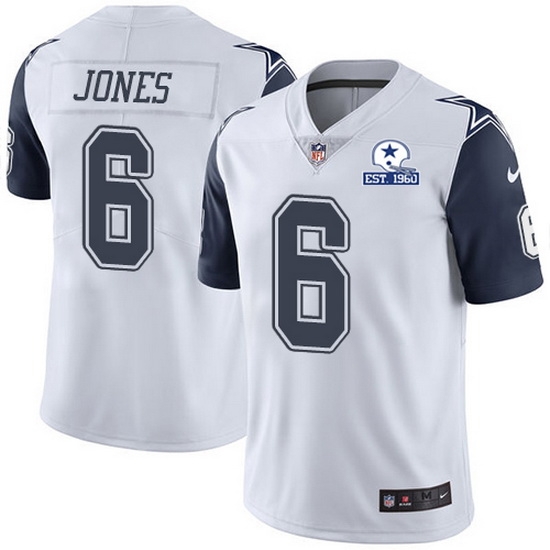 Nike Cowboys 6 Chris Jones White Men Stitched With Established In 1960 Patch NFL Limited Rush Jersey Nike Cowboys 6 Chris Jones White Men Stitched With Established In 1960 Patch NFL Limited Rush Jersey