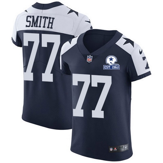 Nike Cowboys 77 Tyron Smith Navy Blue Thanksgiving Men Stitched With Established In 1960 Patch NFL Vapor Untouchable Throwback Elite Jersey Nike Cowboys 77 Tyron Smith Navy Blue Thanksgiving Men Stitched With Established In 1960 Patch NFL Vapor Untouchable Throwback Elite Jersey