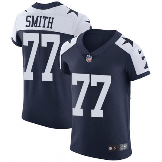 Nike Cowboys #77 Tyron Smith Navy Blue Thanksgiving Mens Stitched NFL Vapor Untouchable Throwback Elite Jersey Nike Cowboys #77 Tyron Smith Navy Blue Thanksgiving Mens Stitched NFL Vapor Untouchable Throwback Elite Jersey