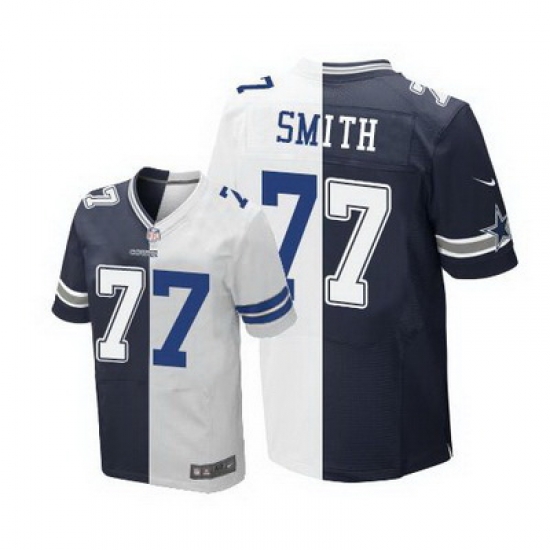 Nike Cowboys #77 Tyron Smith Navy Blue White Mens Stitched NFL Elite Split Jersey Nike Cowboys #77 Tyron Smith Navy Blue White Mens Stitched NFL Elite Split Jersey
