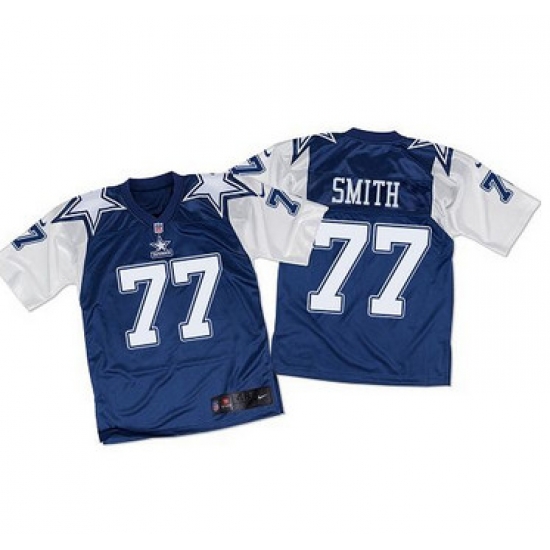 Nike Cowboys #77 Tyron Smith Navy BlueWhite Throwback Mens Stitched NFL Elite Jersey Nike Cowboys #77 Tyron Smith Navy BlueWhite Throwback Mens Stitched NFL Elite Jersey