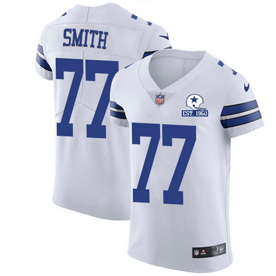 Nike Cowboys 77 Tyron Smith White Men Stitched With Established In 1960 Patch NFL New Elite Jersey Nike Cowboys 77 Tyron Smith White Men Stitched With Established In 1960 Patch NFL New Elite Jersey