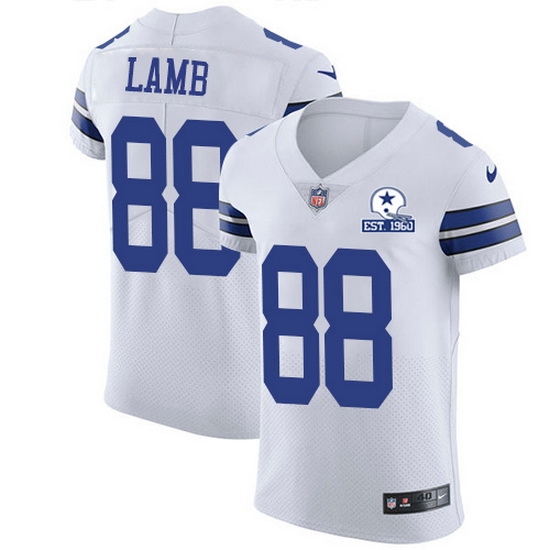 Nike Cowboys 88 CeeDee Lamb White Men Stitched With Established In 1960 Patch NFL New Elite Jersey Nike Cowboys 88 CeeDee Lamb White Men Stitched With Established In 1960 Patch NFL New Elite Jersey