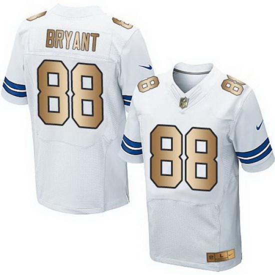 Nike Cowboys #88 Dez Bryant White Mens Stitched NFL Elite Gold Jersey Nike Cowboys #88 Dez Bryant White Mens Stitched NFL Elite Gold Jersey