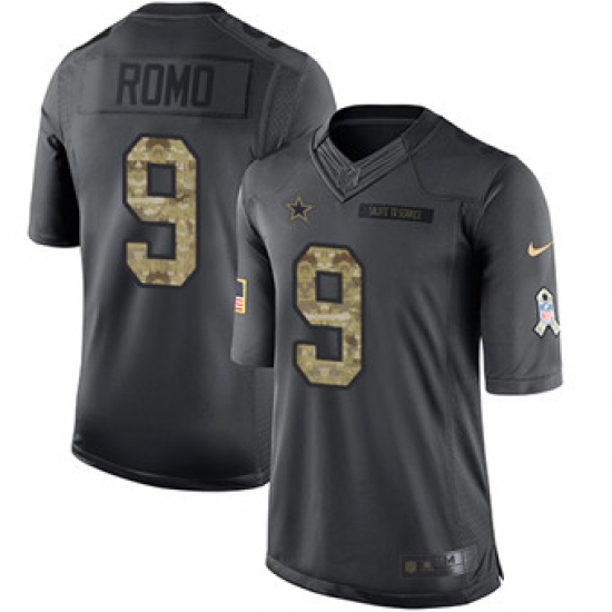 Nike Cowboys #9 Tony Romo Black Mens Stitched NFL Limited 2016 Salute To Service Jersey Nike Cowboys #9 Tony Romo Black Mens Stitched NFL Limited 2016 Salute To Service Jersey