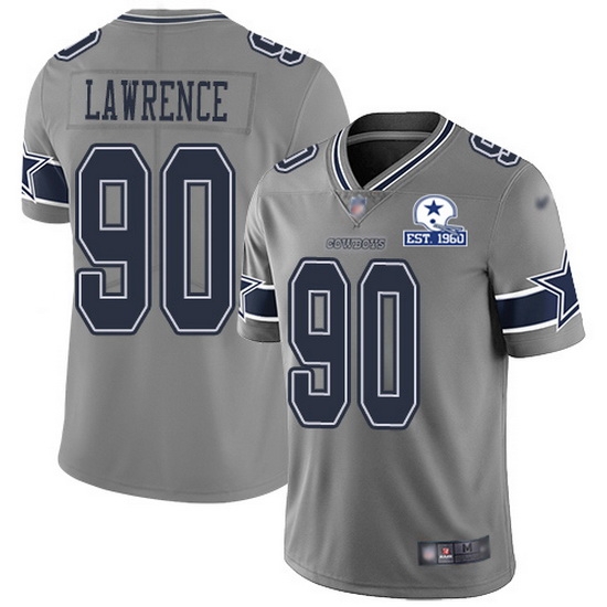Nike Cowboys 90 DeMarcus Lawrence Gray Men Stitched With Established In 1960 Patch NFL Limited Inverted Legend Jersey Nike Cowboys 90 DeMarcus Lawrence Gray Men Stitched With Established In 1960 Patch NFL Limited Inverted Legend Jersey