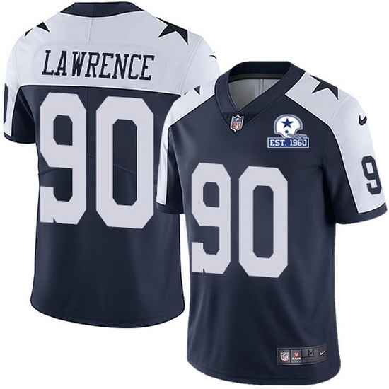 Nike Cowboys 90 DeMarcus Lawrence Navy Blue Thanksgiving Men Stitched With Established In 1960 Patch NFL Vapor Untouchable Limited Throwback Jersey Nike Cowboys 90 DeMarcus Lawrence Navy Blue Thanksgiving Men Stitched With Established In 1960 Patch NFL Vapor Untouchable Limited Throwback Jersey