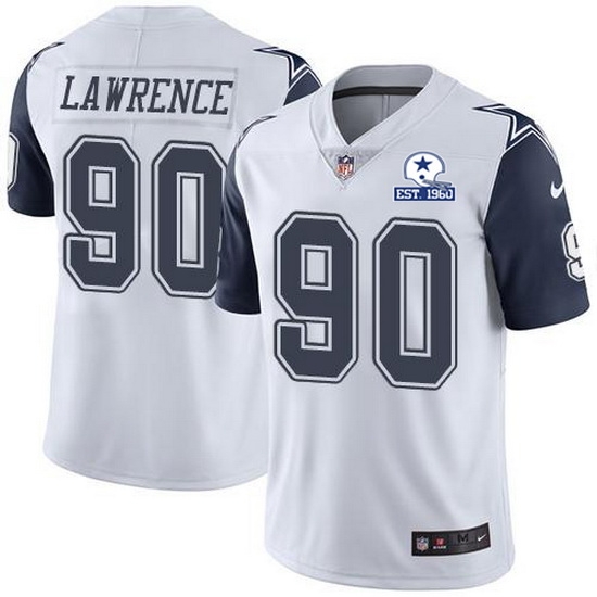 Nike Cowboys 90 DeMarcus Lawrence White Men Stitched With Established In 1960 Patch NFL Limited Rush Jersey Nike Cowboys 90 DeMarcus Lawrence White Men Stitched With Established In 1960 Patch NFL Limited Rush Jersey