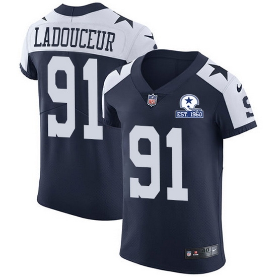 Nike Cowboys 91 L P Ladouceur Navy Blue Thanksgiving Men Stitched With Established In 1960 Patch NFL Vapor Untouchable Throwback Elite Jersey Nike Cowboys 91 L P Ladouceur Navy Blue Thanksgiving Men Stitched With Established In 1960 Patch NFL Vapor Untouchable Throwback Elite Jersey