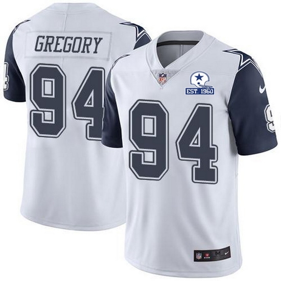 Nike Cowboys 94 Randy Gregory White Men Stitched With Established In 1960 Patch NFL Limited Rush Jersey Nike Cowboys 94 Randy Gregory White Men Stitched With Established In 1960 Patch NFL Limited Rush Jersey