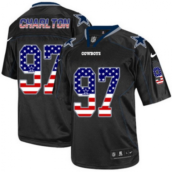 Nike Cowboys #97 Taco Charlton Black Mens Stitched NFL Elite USA Flag Fashion Jersey Nike Cowboys #97 Taco Charlton Black Mens Stitched NFL Elite USA Flag Fashion Jersey