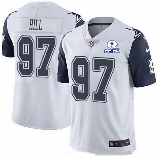 Nike Cowboys 97 Trysten Hill White Men Stitched With Established In 1960 Patch NFL Limited Rush Jersey Nike Cowboys 97 Trysten Hill White Men Stitched With Established In 1960 Patch NFL Limited Rush Jersey
