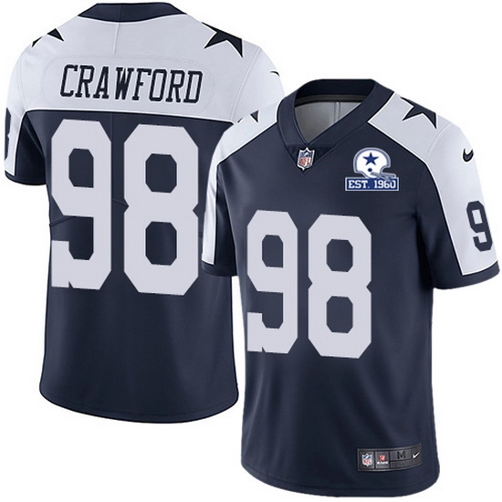 Nike Cowboys 98 Tyrone Crawford Navy Blue Thanksgiving Men Stitched With Established In 1960 Patch NFL Vapor Untouchable Limited Throwback Jersey Nike Cowboys 98 Tyrone Crawford Navy Blue Thanksgiving Men Stitched With Established In 1960 Patch NFL Vapor Untouchable Limited Throwback Jersey