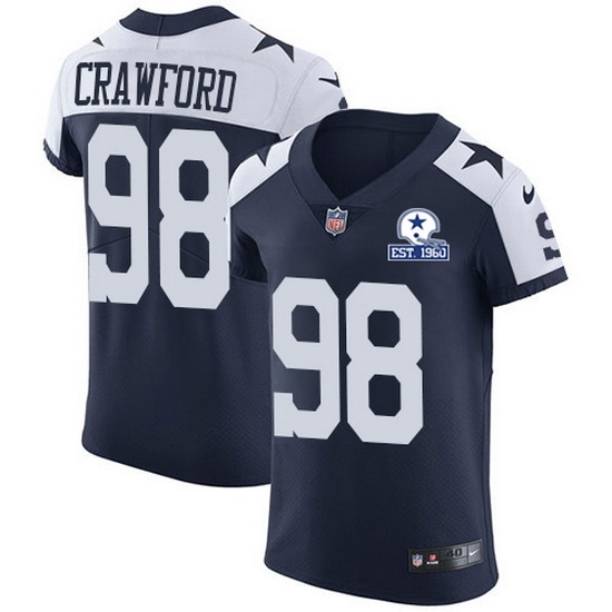 Nike Cowboys 98 Tyrone Crawford Navy Blue Thanksgiving Men Stitched With Established In 1960 Patch NFL Vapor Untouchable Throwback Elite Jersey Nike Cowboys 98 Tyrone Crawford Navy Blue Thanksgiving Men Stitched With Established In 1960 Patch NFL Vapor Untouchable Throwback Elite Jersey