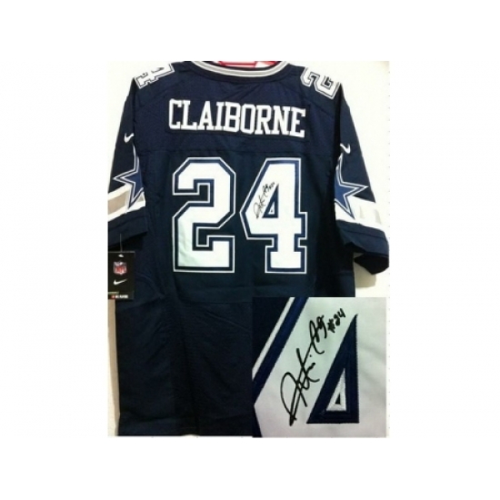 Nike Dallas Cowboys 24 Morris Claiborne Blue Elite Signed NFL Jersey Nike Dallas Cowboys 24 Morris Claiborne Blue Elite Signed NFL Jersey
