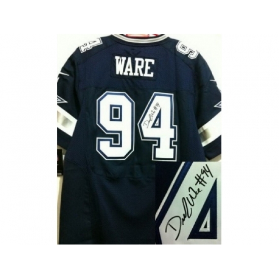 Nike Dallas Cowboys 94 DeMarcus Ware Blue Elite Signed NFL Jersey Nike Dallas Cowboys 94 DeMarcus Ware Blue Elite Signed NFL Jersey