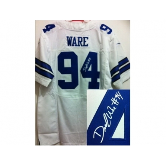 Nike Dallas Cowboys 94 DeMarcus Ware White Elite Signed NFL Jersey Nike Dallas Cowboys 94 DeMarcus Ware White Elite Signed NFL Jersey