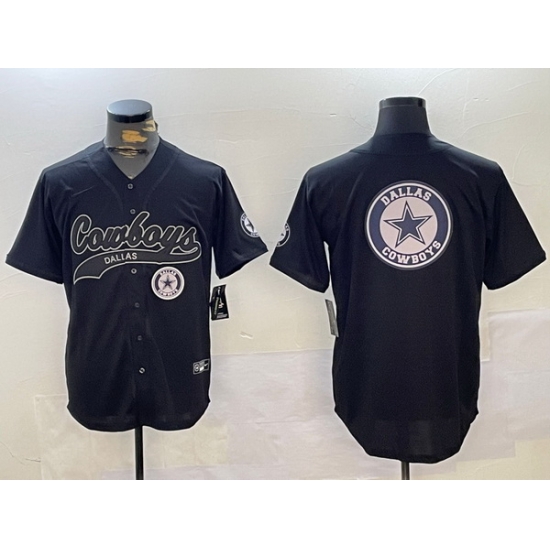 men dallas cowboys team big logo black with patch cool base stitched baseball jersey II men dallas cowboys team big logo black with patch cool base stitched baseball jersey II