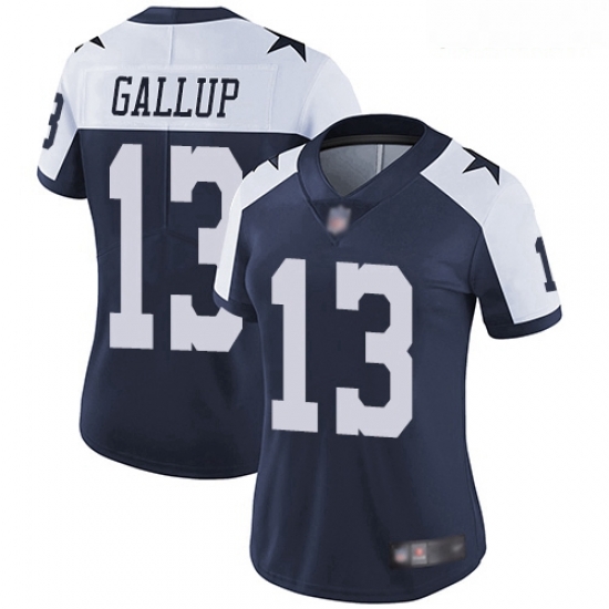 Cowboys #13 Michael Gallup Navy Blue Thanksgiving Women Stitched Football Vapor Untouchable Limited Throwback Jersey Cowboys #13 Michael Gallup Navy Blue Thanksgiving Women Stitched Football Vapor Untouchable Limited Throwback Jersey