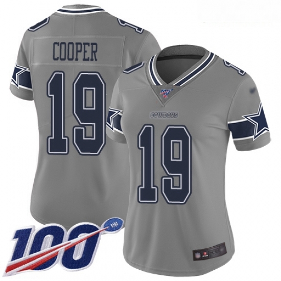 Cowboys #19 Amari Cooper Gray Women Stitched Football Limited Inverted Legend 100th Season Jersey Cowboys #19 Amari Cooper Gray Women Stitched Football Limited Inverted Legend 100th Season Jersey