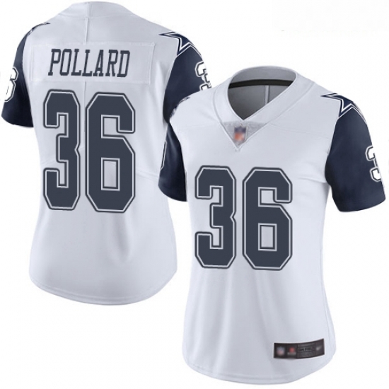 Cowboys #36 Tony Pollard White Women Stitched Football Limited Rush Jersey Cowboys #36 Tony Pollard White Women Stitched Football Limited Rush Jersey