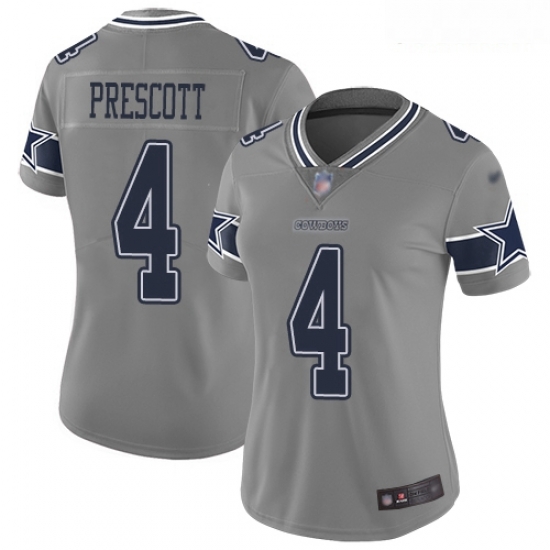 Cowboys #4 Dak Prescott Gray Women Stitched Football Limited Inverted Legend Jersey Cowboys #4 Dak Prescott Gray Women Stitched Football Limited Inverted Legend Jersey