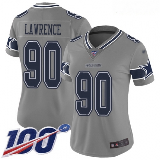 Cowboys #90 Demarcus Lawrence Gray Women Stitched Football Limited Inverted Legend 100th Season Jersey Cowboys #90 Demarcus Lawrence Gray Women Stitched Football Limited Inverted Legend 100th Season Jersey
