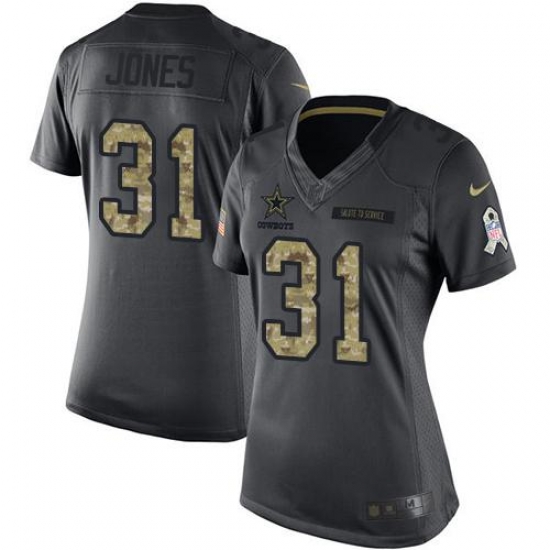 Nike Cowboys #31 Byron Jones Black Womens Stitched NFL Limited 2016 Salute to Service Jersey Nike Cowboys #31 Byron Jones Black Womens Stitched NFL Limited 2016 Salute to Service Jersey
