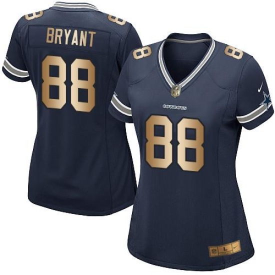 Nike Cowboys #88 Dez Bryant Navy Blue Team Color Womens Stitched NFL Elite Gold Jersey Nike Cowboys #88 Dez Bryant Navy Blue Team Color Womens Stitched NFL Elite Gold Jersey
