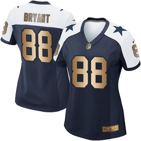 Nike Cowboys #88 Dez Bryant Navy Blue Thanksgiving Throwback Womens Stitched NFL Elite Gold Jersey Nike Cowboys #88 Dez Bryant Navy Blue Thanksgiving Throwback Womens Stitched NFL Elite Gold Jersey