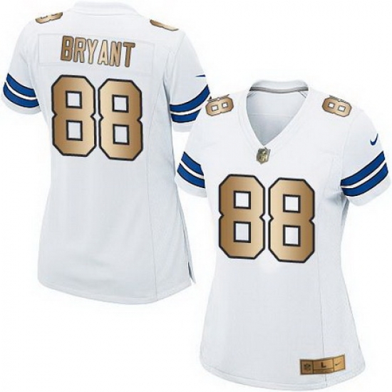 Nike Cowboys #88 Dez Bryant White Womens Stitched NFL Elite Gold Jersey Nike Cowboys #88 Dez Bryant White Womens Stitched NFL Elite Gold Jersey
