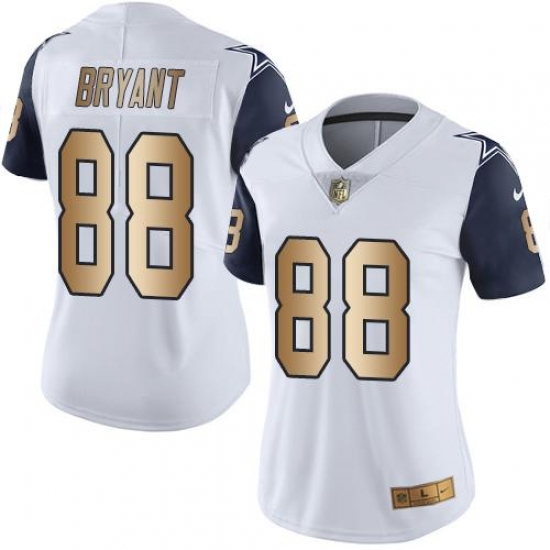 Nike Cowboys #88 Dez Bryant White Womens Stitched NFL Limited Gold Rush Jersey Nike Cowboys #88 Dez Bryant White Womens Stitched NFL Limited Gold Rush Jersey