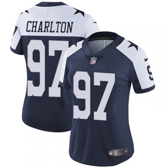 Nike Cowboys #97 Taco Charlton Navy Blue Thanksgiving Womens Stitched NFL Vapor Untouchable Limited Throwback Jersey Nike Cowboys #97 Taco Charlton Navy Blue Thanksgiving Womens Stitched NFL Vapor Untouchable Limited Throwback Jersey