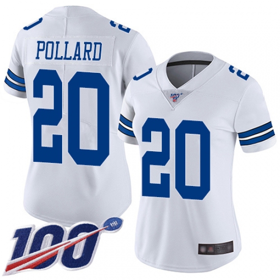 Women Cowboys 20 Tony Pollard White Stitched Football 100th Season Vapor Limited Jersey Women Cowboys 20 Tony Pollard White Stitched Football 100th Season Vapor Limited Jersey