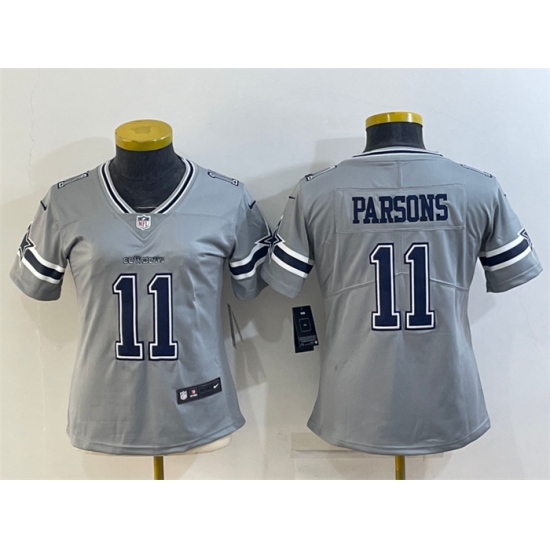 Women Dallas Cowboys 11 Micah Parsons Gray Stitched Jersey Women Dallas Cowboys 11 Micah Parsons Gray Stitched Jersey
