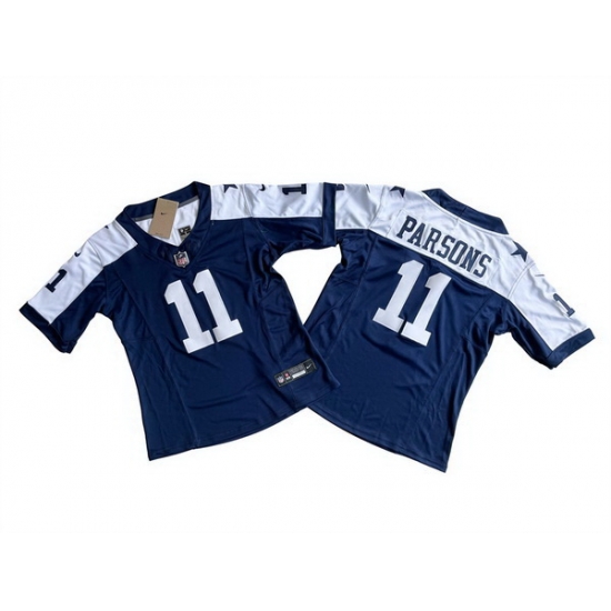 Women Dallas Cowboys 11 Micah Parsons Navy White 2023 F U S E Limited Stitched Jersey Women Dallas Cowboys 11 Micah Parsons Navy White 2023 F U S E Limited Stitched Jersey