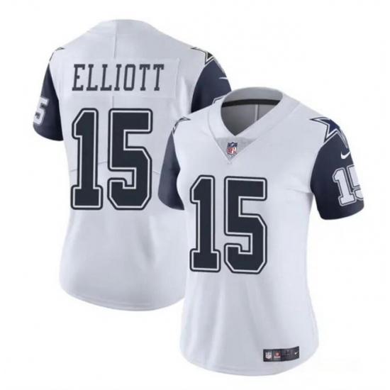 Women Dallas Cowboys 15 Ezekiel Elliott White 2024 Color Rush Limited Stitched Football Jersey Women Dallas Cowboys 15 Ezekiel Elliott White 2024 Color Rush Limited Stitched Football Jersey