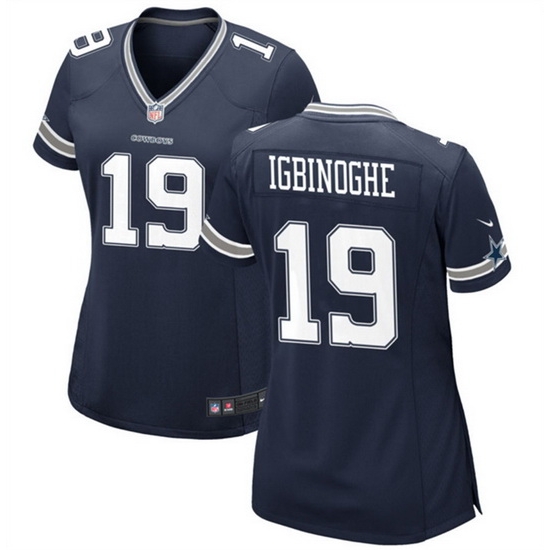 Women Dallas Cowboys 19 Noah Igbinoghene Navy Stitched Football Jersey Run Small Women Dallas Cowboys 19 Noah Igbinoghene Navy Stitched Football Jersey Run Small
