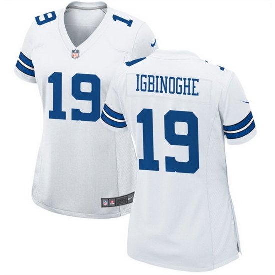 Women Dallas Cowboys 19 Noah Igbinoghene White Stitched Football Jersey Run Small Women Dallas Cowboys 19 Noah Igbinoghene White Stitched Football Jersey Run Small